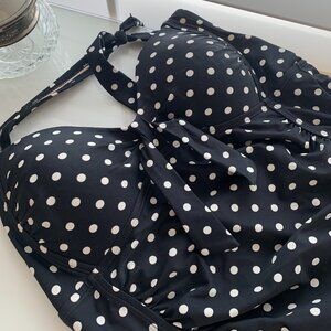 Retro Polka Dot One Piece Swimsuit – Merona Large, Black & White Halter, Ruched